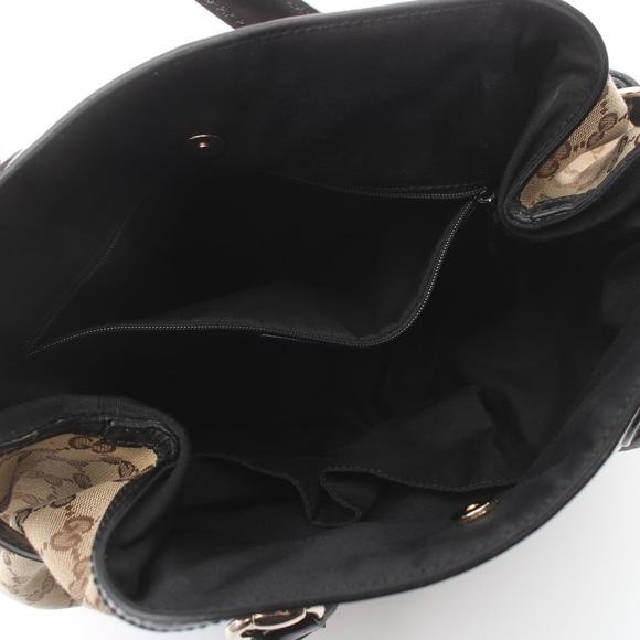 Gucci GG Canvas Tote Bag Patent Leather Beige Black - Picture 3 of 9
